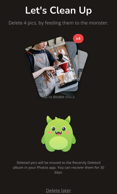 Photo Monster cleanup results screen